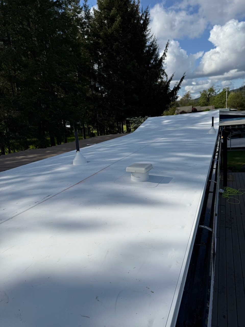 Clean white TPO membrane roof, fully sealed